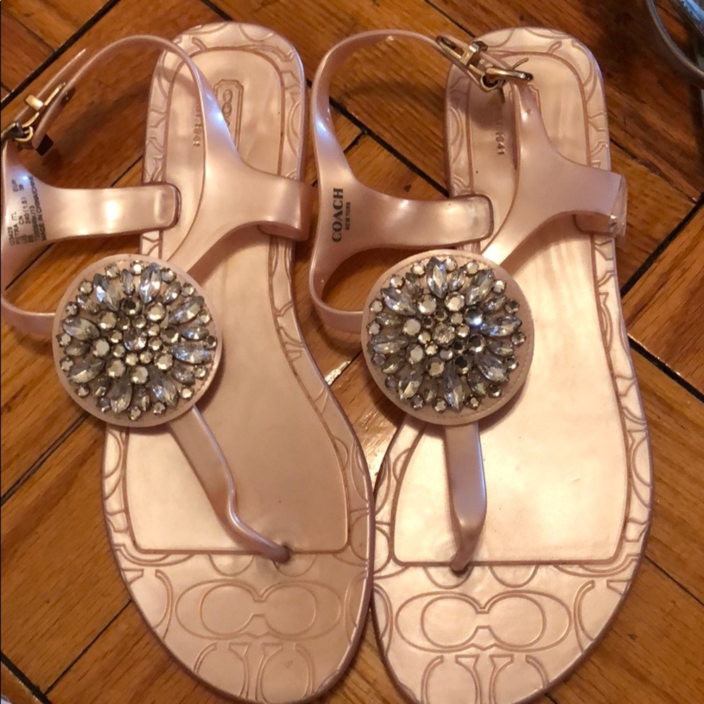 Coach embellished rubber sandals Light pink